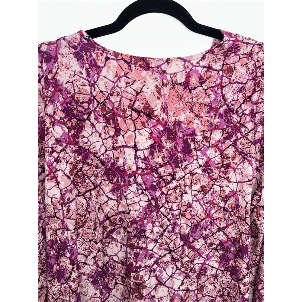 Susan Graver Women's‎ Tunic Top Large Pink Purple Geometric Design Long Sleeve - Picture 8 of 11